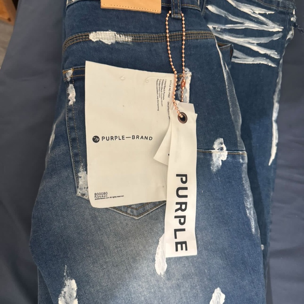 Purple Distressed Denim Jeans